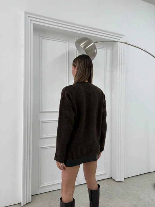 KALP NAKIŞ DETAY YUMOŞ KAZAK KAHVE