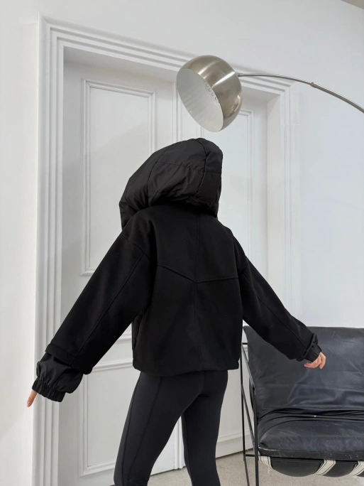 KAPÜŞONLU İÇ ASTARLI KAŞE MONT SİYAH