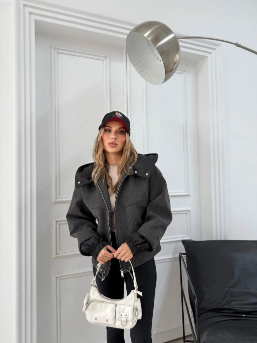 KAPÜŞONLU İÇ ASTARLI KAŞE MONT ANTRASİT