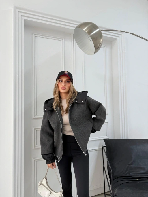 KAPÜŞONLU İÇ ASTARLI KAŞE MONT ANTRASİT