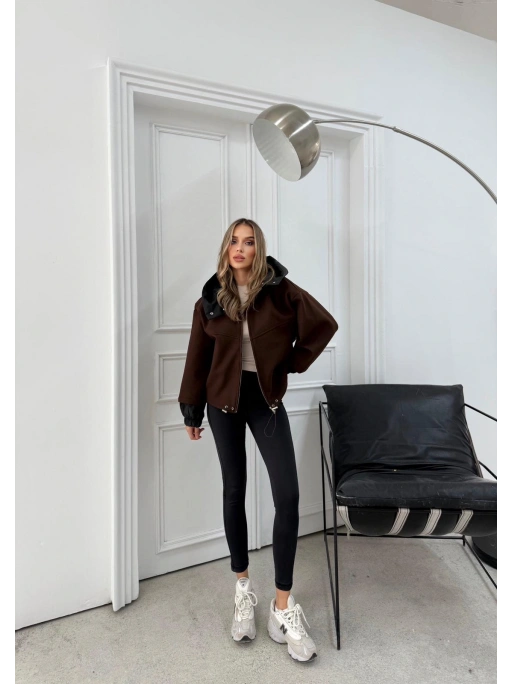 KAPÜŞONLU İÇ ASTARLI KAŞE MONT KAHVE