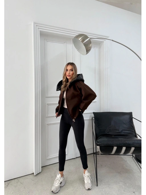 KAPÜŞONLU İÇ ASTARLI KAŞE MONT KAHVE