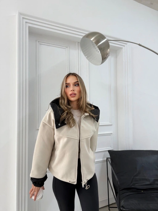 KAPÜŞONLU İÇ ASTARLI KAŞE MONT KREM