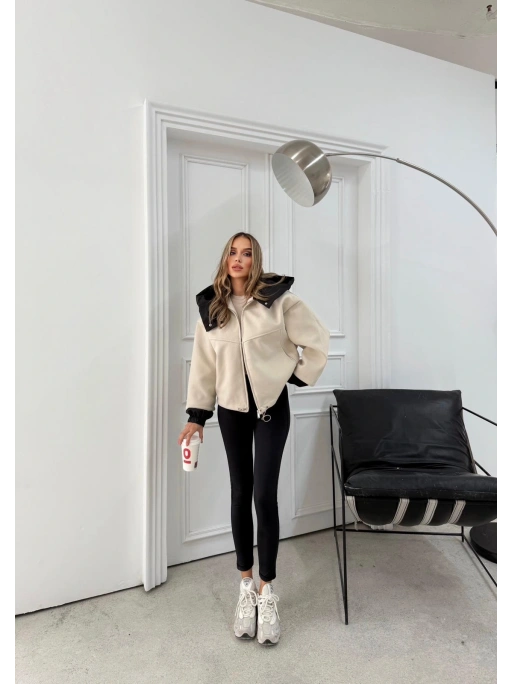 KAPÜŞONLU İÇ ASTARLI KAŞE MONT KREM