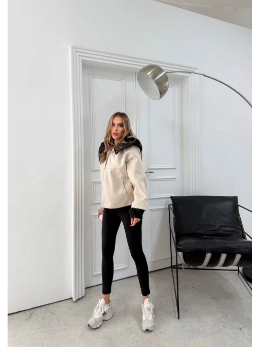 KAPÜŞONLU İÇ ASTARLI KAŞE MONT KREM