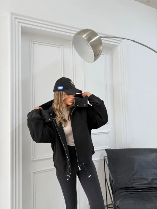 KAPÜŞONLU İÇ ASTARLI KAŞE MONT SİYAH