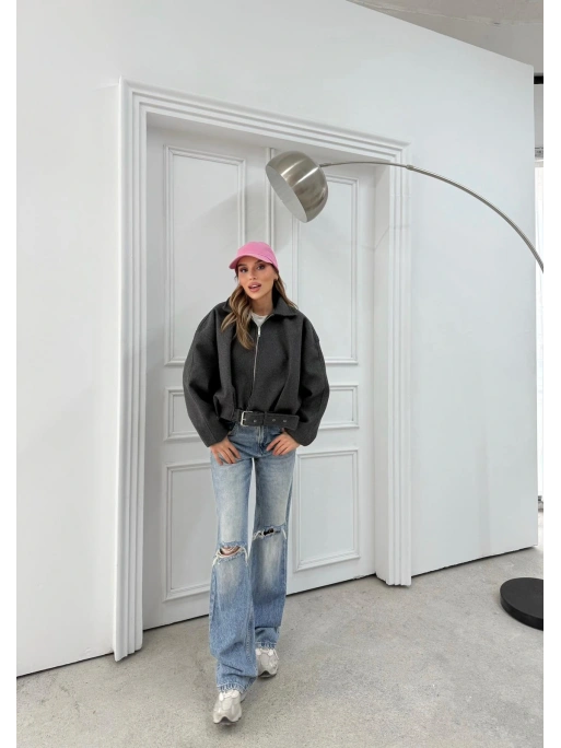 KEMER DETAY YAKALI İÇ ASTARLI KAŞE KABAN ANTRASİT 2076