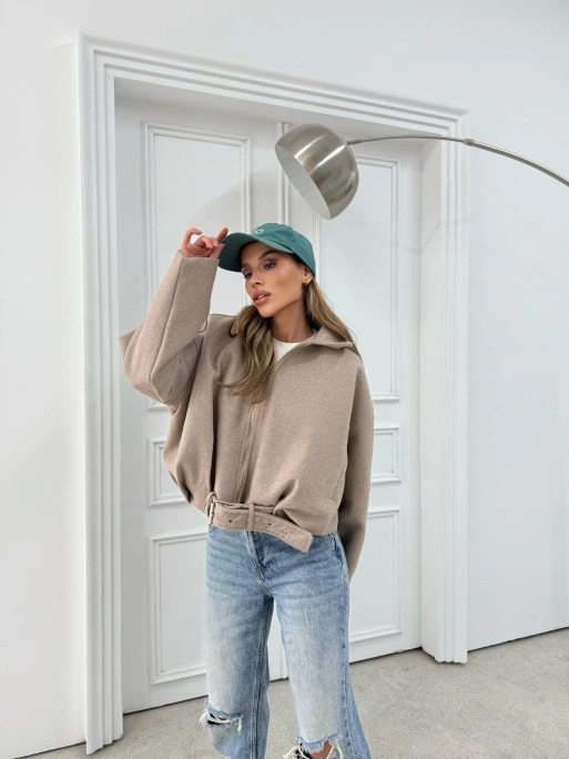 KEMER DETAY YAKALI İÇ ASTARLI KAŞE KABAN BEJ 2076