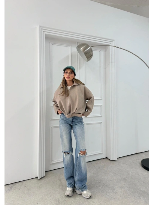 KEMER DETAY YAKALI İÇ ASTARLI KAŞE KABAN BEJ 2076