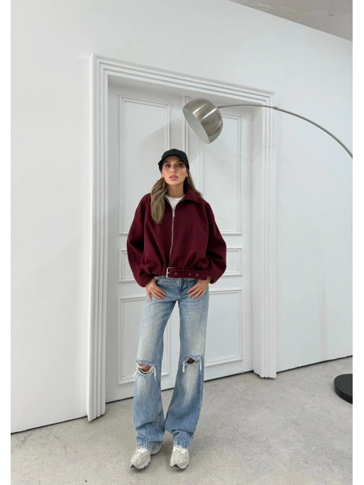 KEMER DETAY YAKALI İÇ ASTARLI KAŞE KABAN BORDO 2076