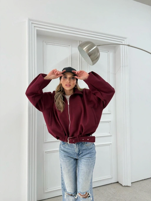 KEMER DETAY YAKALI İÇ ASTARLI KAŞE KABAN BORDO 2076