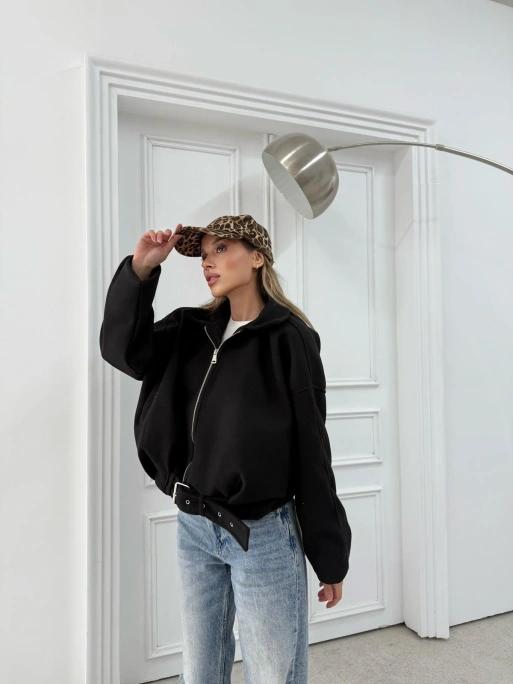 KEMER DETAY YAKALI İÇ ASTARLI KAŞE KABAN SİYAH 2076