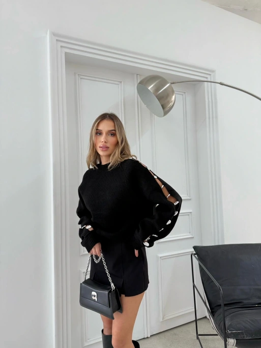 KOL DEKOLTE AKSESUAR DETAY KAZAK SİYAH