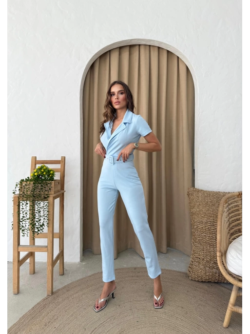 KRUVAZE YAKA KEMERLİ TULUM MAVİ