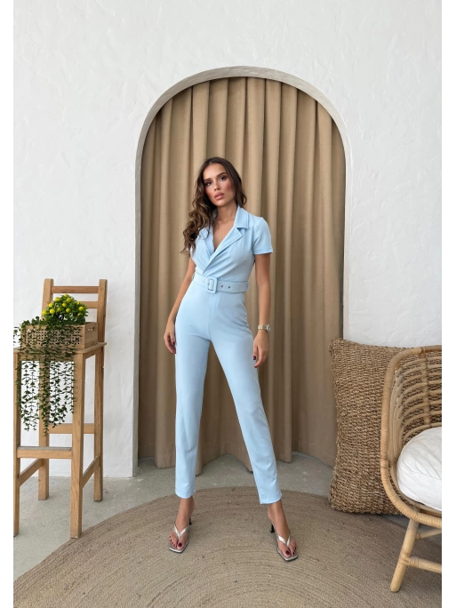 KRUVAZE YAKA KEMERLİ TULUM MAVİ