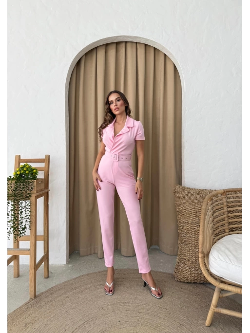 KRUVAZE YAKA KEMERLİ TULUM PEMBE