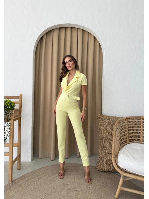 KRUVAZE YAKA KEMERLİ TULUM SARI