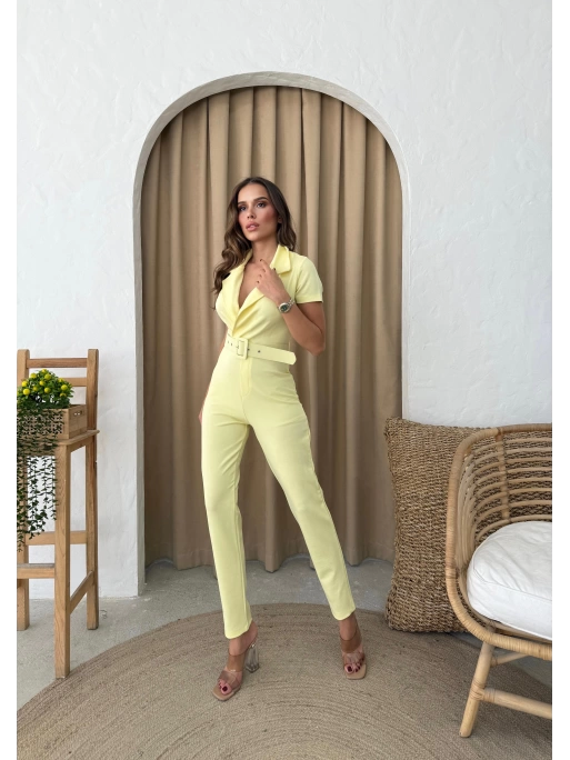 KRUVAZE YAKA KEMERLİ TULUM SARI