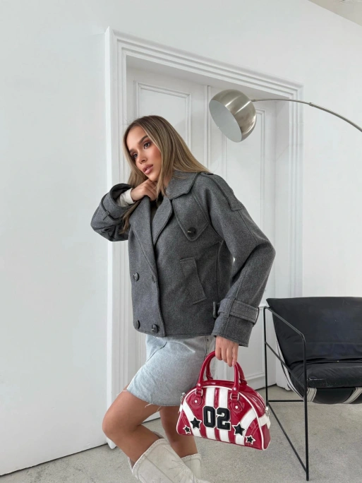 KRUVAZE YAKA KOL KEMER DETAY İÇ ASTARLI KAŞE KABAN ANTRASİT 2030