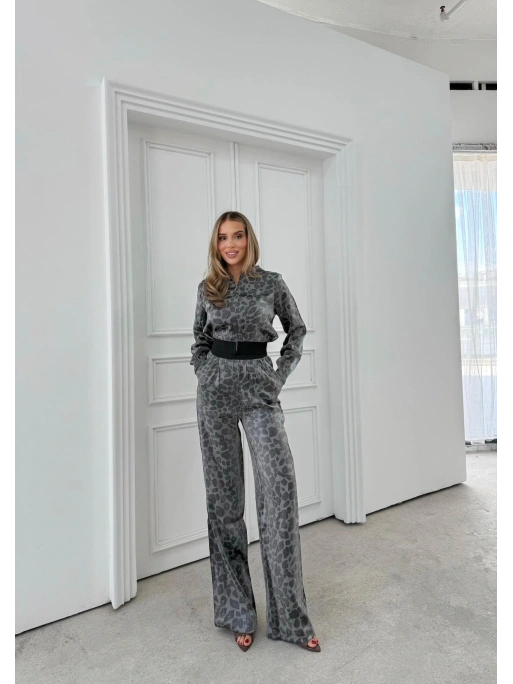 LEOPAR DESEN HIRKA VE PANTOLONLU İKİLİ TAKIM SİYAH