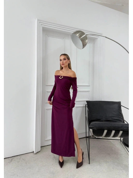 MADONNA YAKA AKSESUAR DETAY UZUN SANDY ELBİSE MÜRDÜM