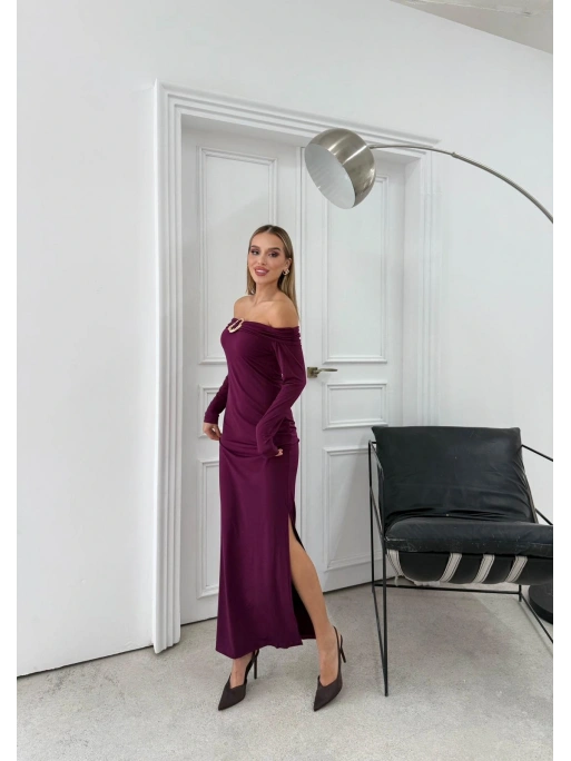 MADONNA YAKA AKSESUAR DETAY UZUN SANDY ELBİSE MÜRDÜM