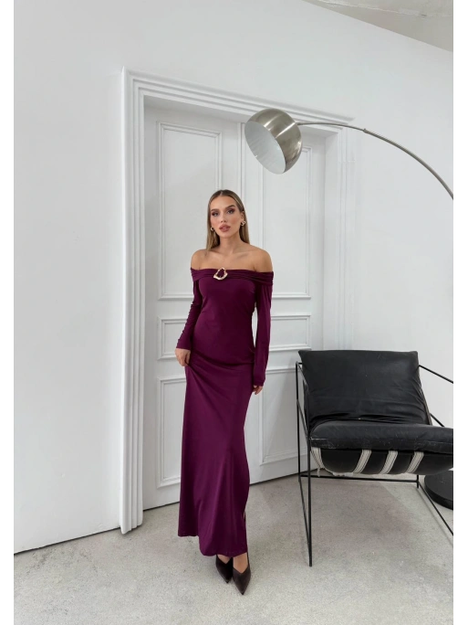 MADONNA YAKA AKSESUAR DETAY UZUN SANDY ELBİSE MÜRDÜM