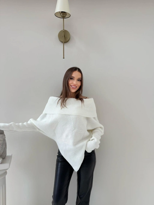 MADONNA YAKA ASİMETRİK DETAY KAZAK BEYAZ