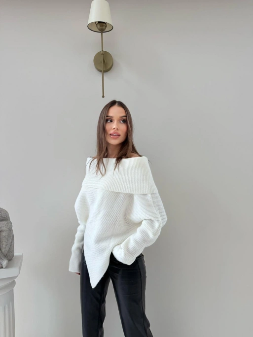 MADONNA YAKA ASİMETRİK DETAY KAZAK BEYAZ