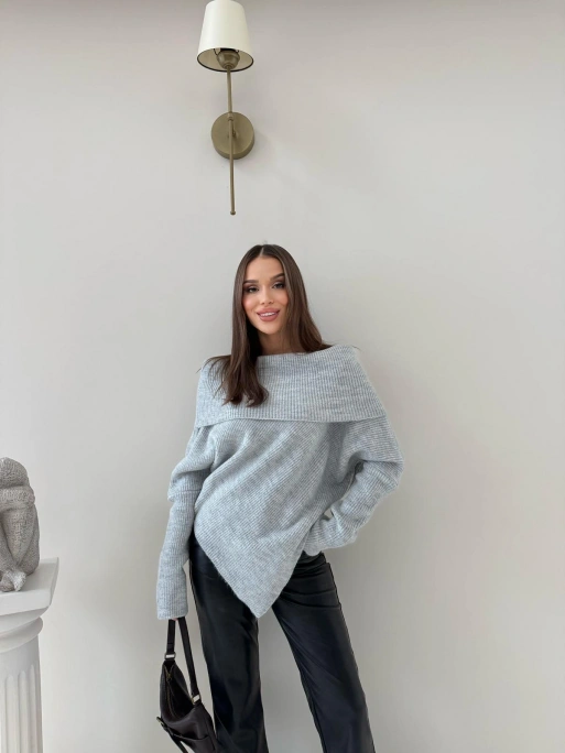 MADONNA YAKA ASİMETRİK DETAY KAZAK GRİ