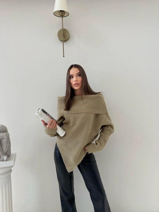 MADONNA YAKA ASİMETRİK DETAY KAZAK HAKİ