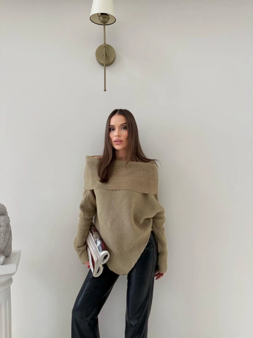 MADONNA YAKA ASİMETRİK DETAY KAZAK HAKİ