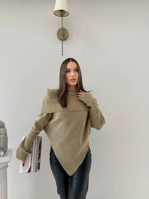 MADONNA YAKA ASİMETRİK DETAY KAZAK HAKİ