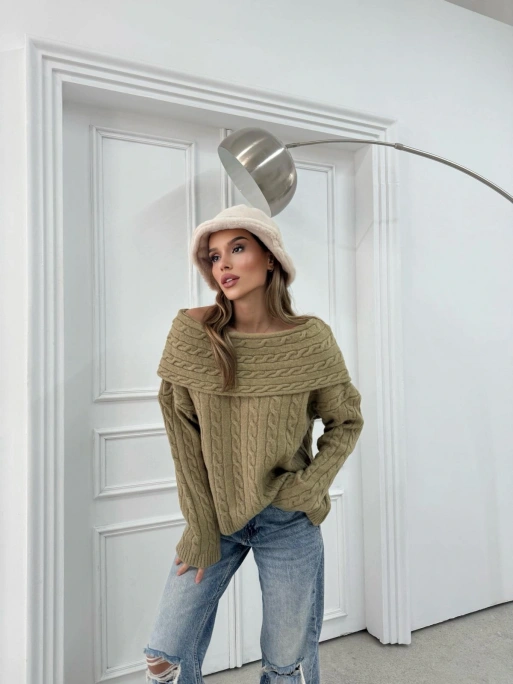 MADONNA YAKA ÖRGÜ DESENLİ KAZAK HAKİ