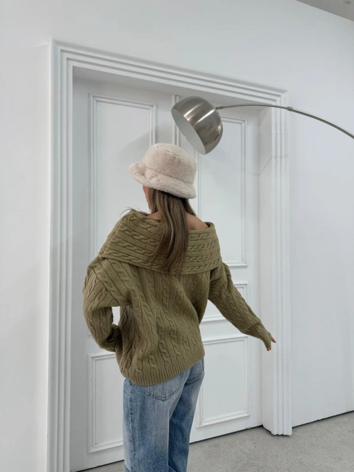 MADONNA YAKA ÖRGÜ DESENLİ KAZAK HAKİ