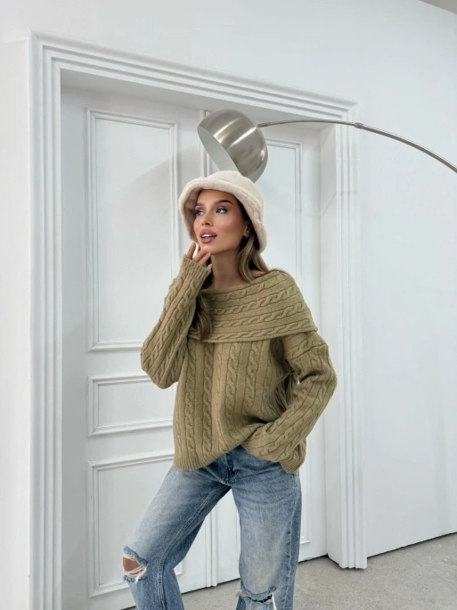 MADONNA YAKA ÖRGÜ DESENLİ KAZAK HAKİ