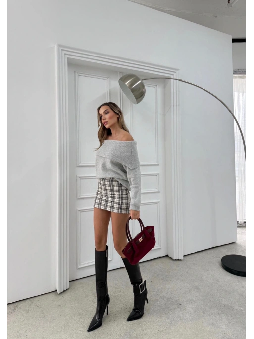 MADONNA YAKA YUMOŞ DOKULU TRİKO GRİ