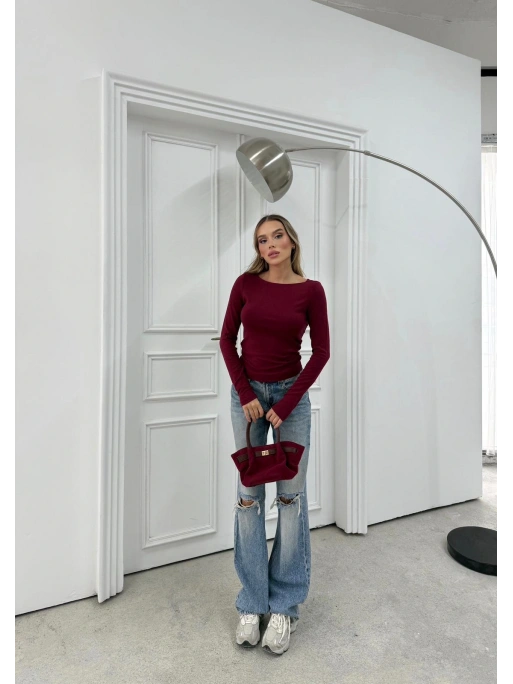 MODAL KAYIK YAKA BASİC BLUZ BORDO