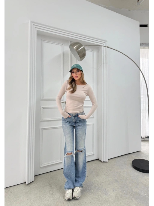 MODAL KAYIK YAKA BASİC BLUZ KREM