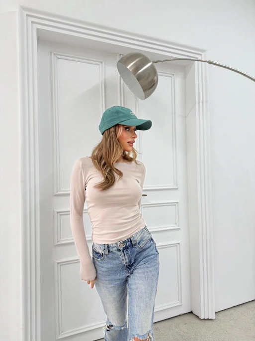 MODAL KAYIK YAKA BASİC BLUZ KREM