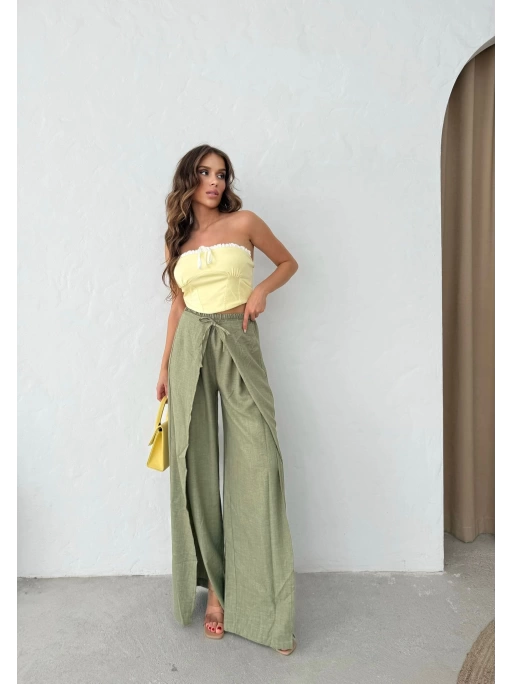 ÖN BAĞLAMALI STRAPLEZ CROP SARI
