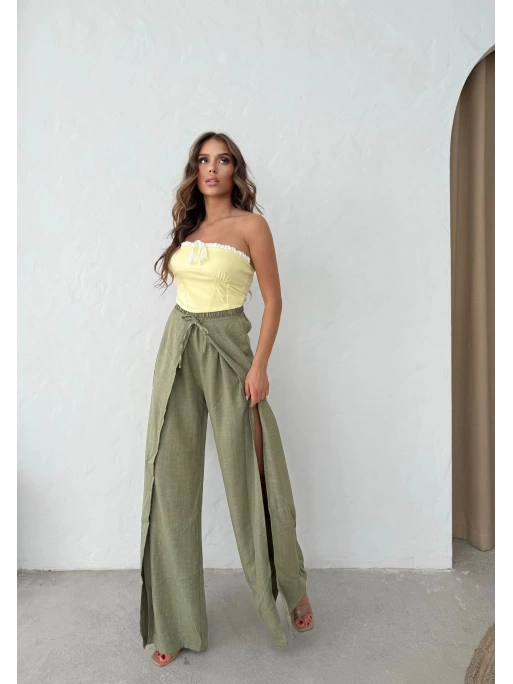 ÖN BAĞLAMALI STRAPLEZ CROP SARI