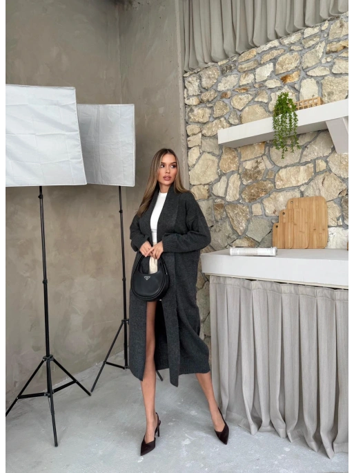 OVERSİZE UZUN TRİKO HIRKA ANTRASİT