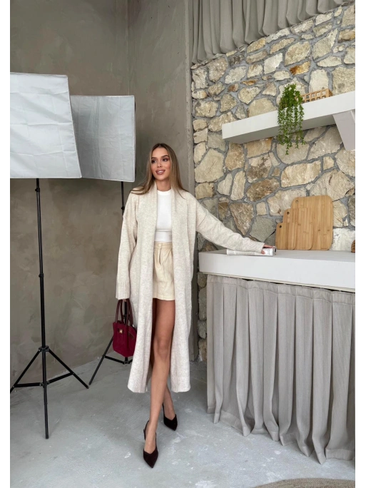 OVERSİZE UZUN TRİKO HIRKA EKRU