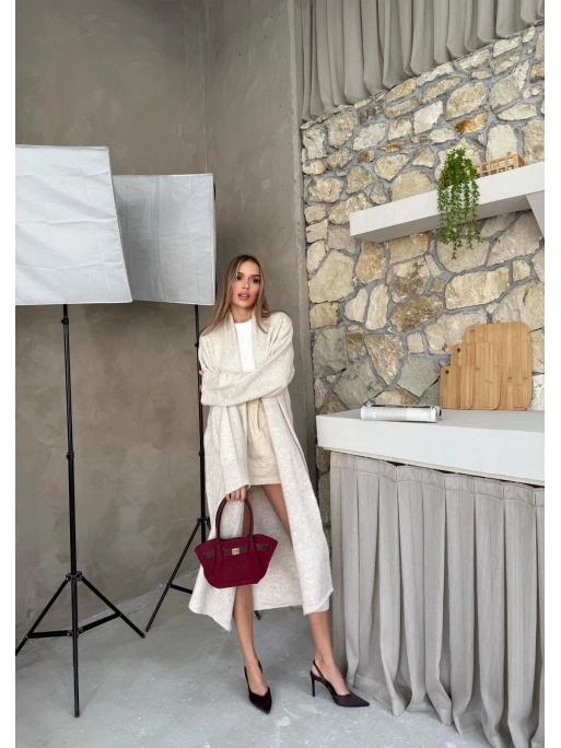 OVERSİZE UZUN TRİKO HIRKA EKRU