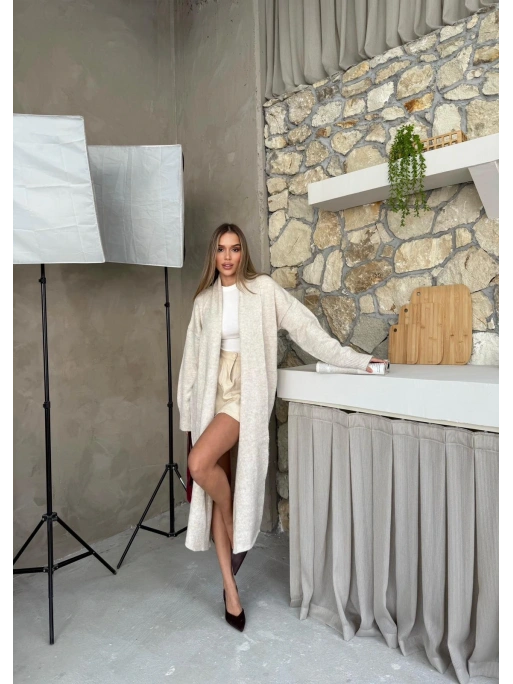 OVERSİZE UZUN TRİKO HIRKA EKRU