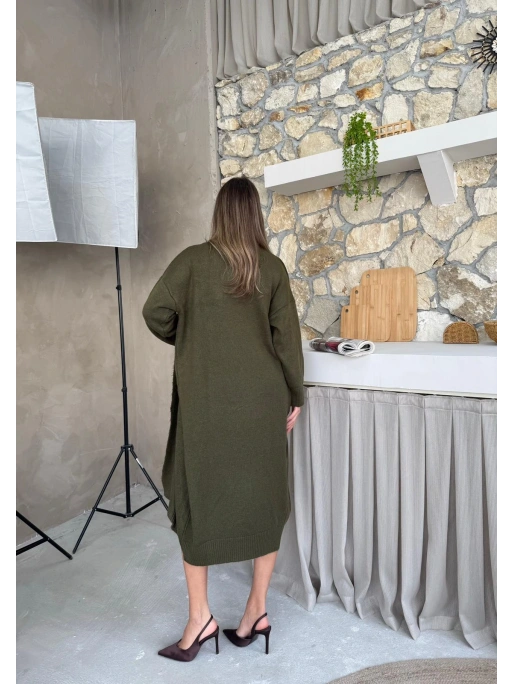 OVERSİZE UZUN TRİKO HIRKA HAKİ