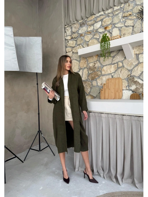 OVERSİZE UZUN TRİKO HIRKA HAKİ