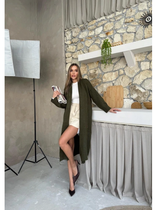 OVERSİZE UZUN TRİKO HIRKA HAKİ