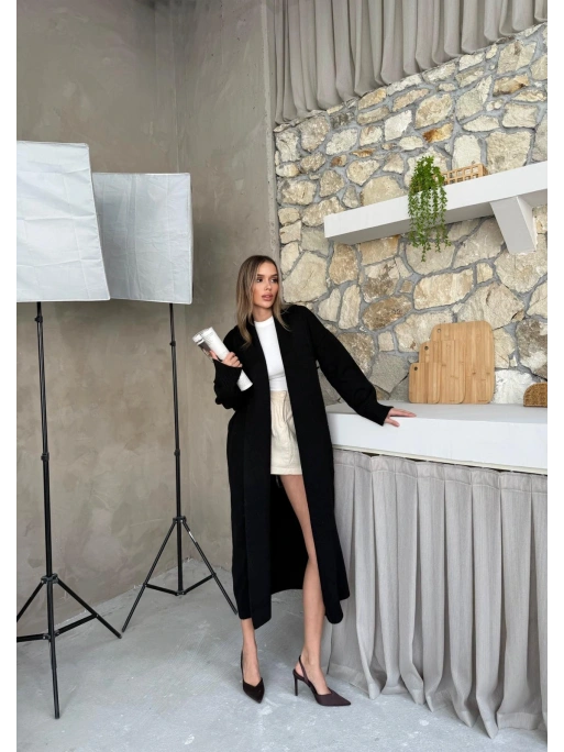 OVERSİZE UZUN TRİKO HIRKA SİYAH